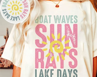Boat Waves Sun Rays Lake Days PNG, Summer Png, Retro Summer Png, Hello Summer Png, Beach Png, Retro Summer Sublimation Designs Download