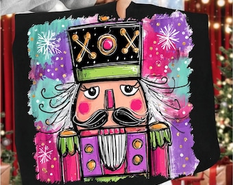 Retro Nutcracker Christmas Png, Christmas Png, Colorful Preppy Nutcracker, Vintage Merry Christmas Png, Holiday Sublimation Digital