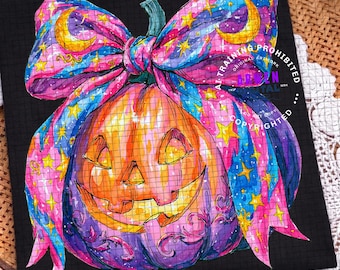 Handrawn Halloween Png, Spooky Pumpkin PNG, Whimsical Coquette Bow PNG, Retro Pumpkin Sublimation, Girly Pumpkin PNG, Halloween Digital