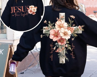 Jesus is the Light Png, Floral Christian Shirt Png, Motivational Quotes Png, Bible Verse Png, Floral Religious Png, His Grace is Enough Png