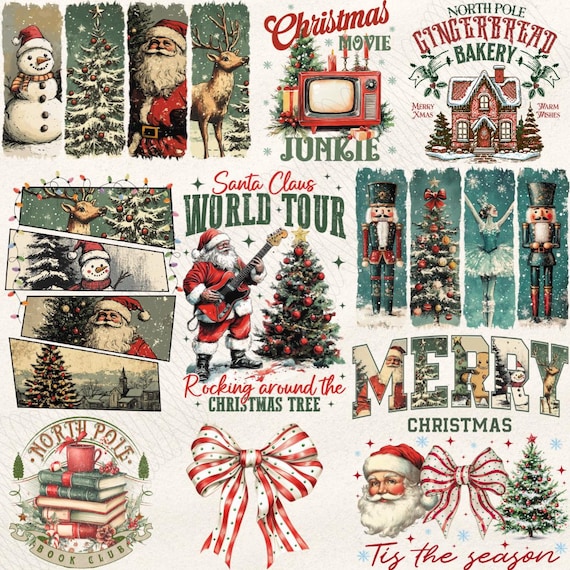 Retro Christmas Png Bundle, Trendy Christmas png, Merry Christmas Png, Popular Christmas png, Christmas Designs, Funny Christmas png, Retro