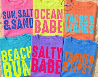 Sunshine Png Beach Life Bundle PNG Summer PNG Neon Trendy Summer Shirt Design Distressed Beach PNG beach bum, ocean babe,