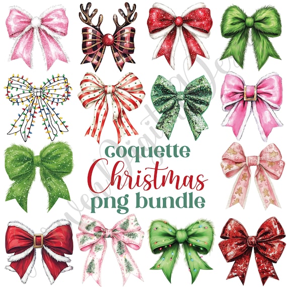 Coquette Christmas png bundle, Merry Christmas png, santa png,christmas tree png, christmas bow png, Christmas vibes png,merry and bright