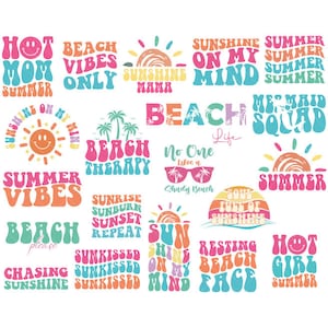 Retro Summer SVG Bundle, Summer Svg, Beach Svg, Summertime svg, Funny Beach Quotes Svg, Summer Quotes Svg, Svg files for cricut, Silhouette
