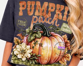 Retro Pumpkin Patch Png, Trendy Fall Sublimation Design, Vintage Autumn Shirt Design, Distressed Fall Png, Farm Fresh Pumpkin Png