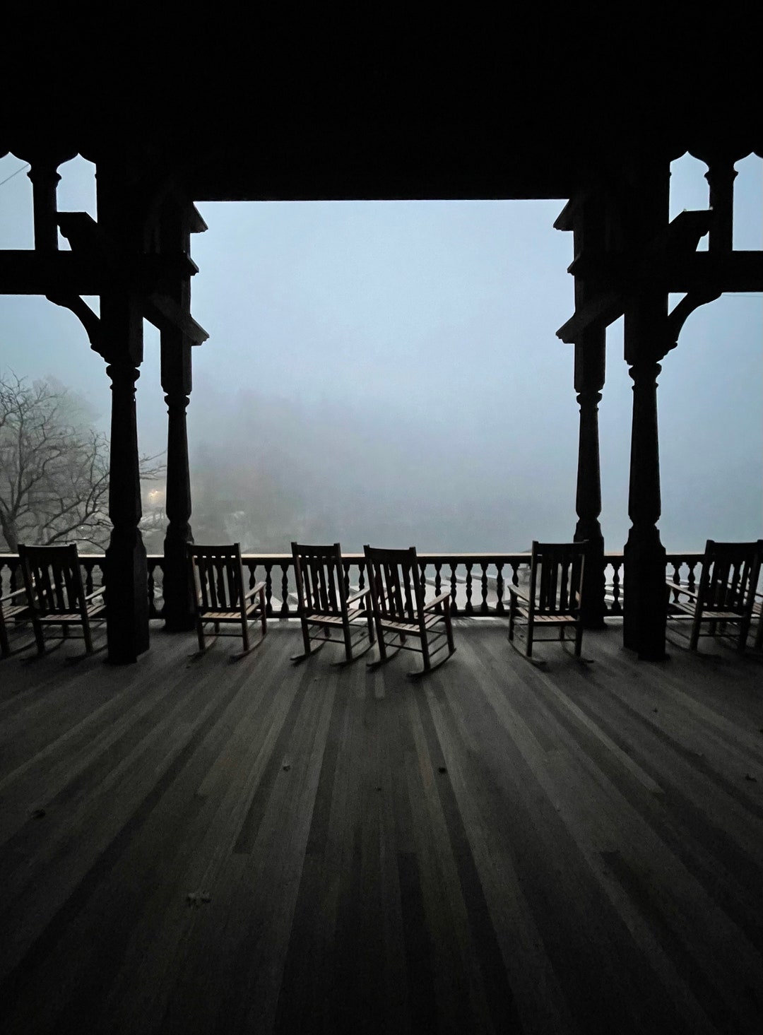 Mohonk Rocking Chairs in Fog Photo - Etsy
