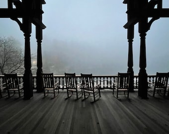 Mohonk Rocking Chairs in Fog Photo