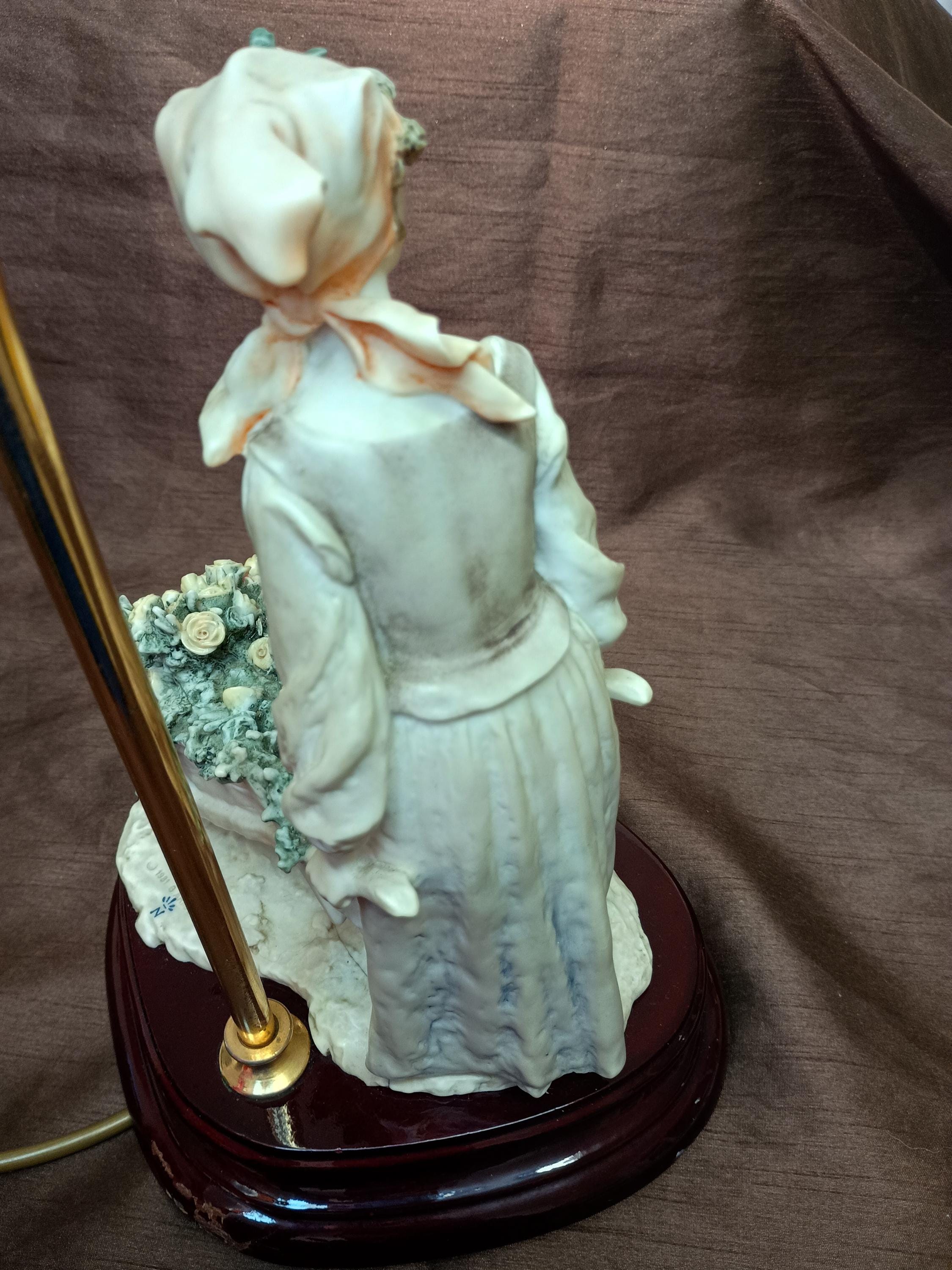 お盆　ペル・アリメンティ アーツ・アンド・クラフツ　民芸品　イタリア Signed Vintage Florence Giuseppe Armani Lamp Capodimonte. Lady