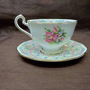 Vintage Queen Anne Royal Bridal Gown Footed Teacup and Saucer Set