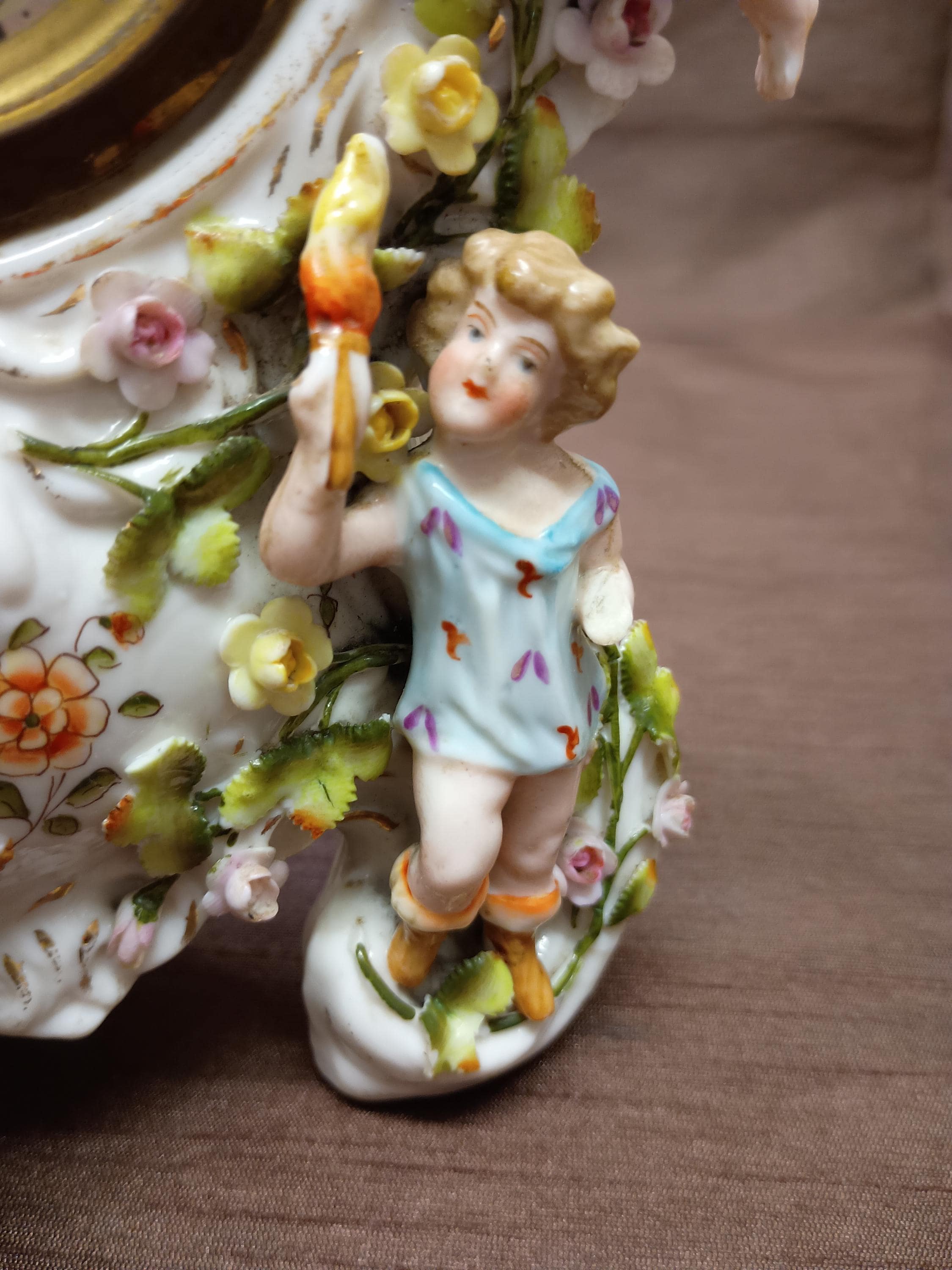 Extremely Rare Antique Meissen Augustus Rex Clock, Hand Painted