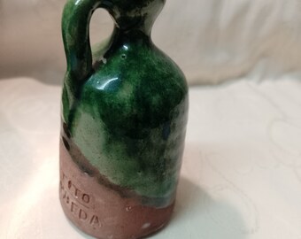 Vintage Glazed TITO UBEDA CERAMICA Pottery. Green Hand Painted Jug