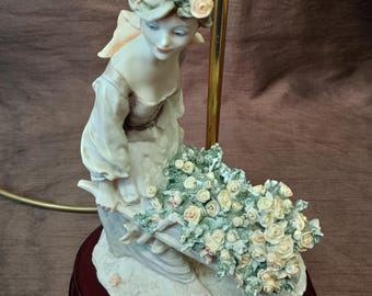 Signed Vintage Florence Giuseppe Armani Lamp Capodimonte. Lady