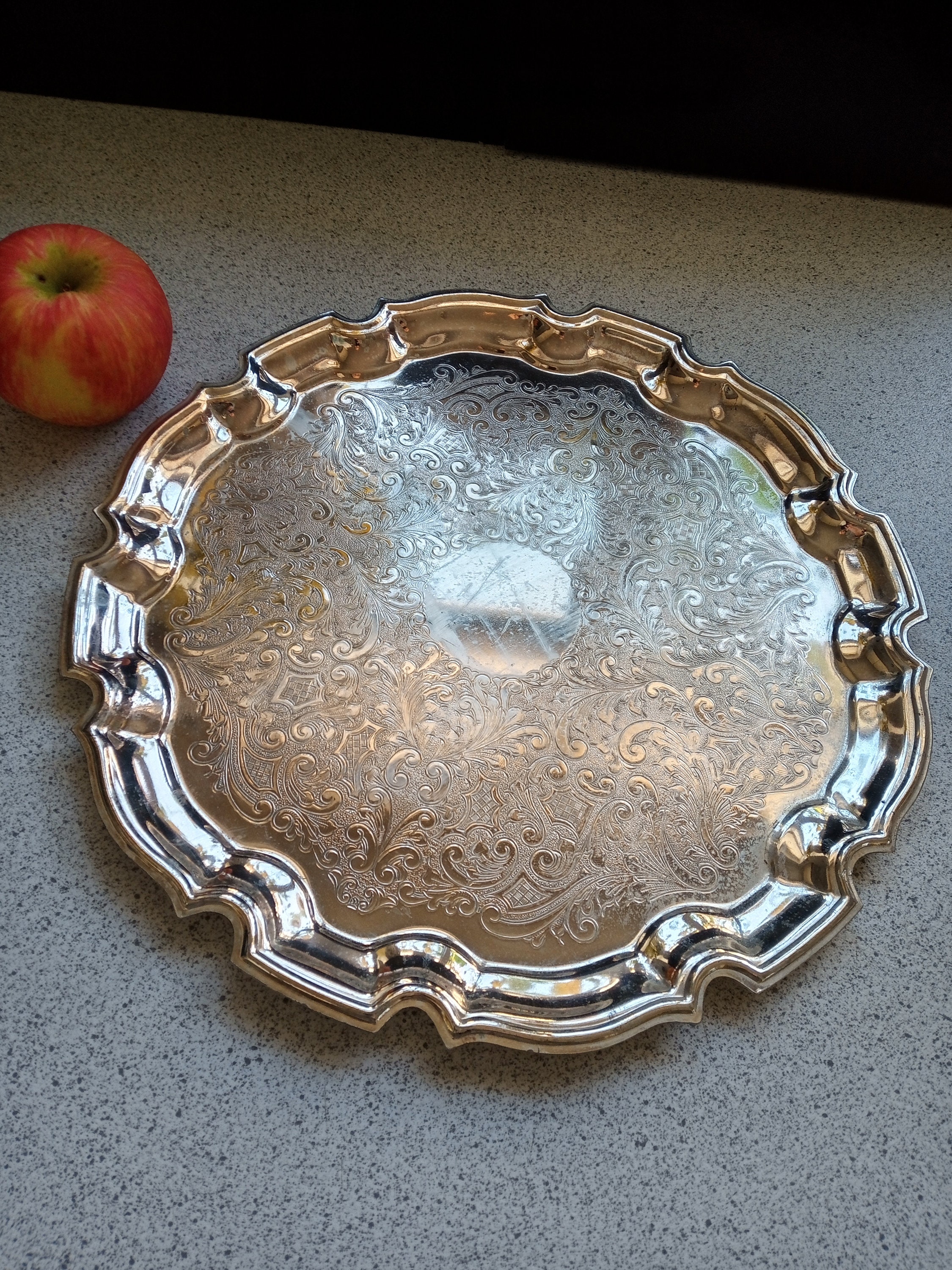 Plat De Service Ovale Cavalier - 5 Raviers En Verre Et Métal Argenté