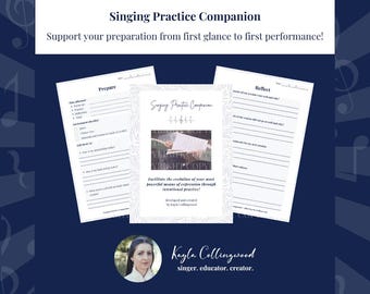 Guía práctica de canto en PDF: Plantillas de práctica imprimibles de 15 páginas / Plantillas de diario de práctica para cantantes (Descarga digital)