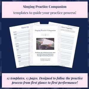 Singing Practice Companion practice journal templates | digital download templates