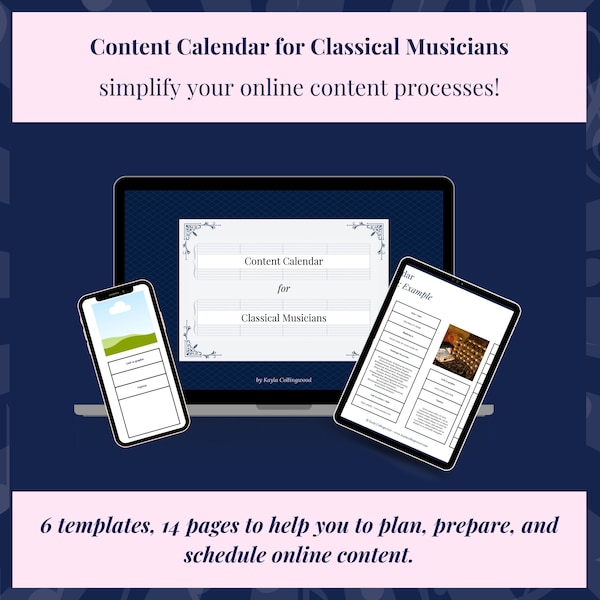 Content Calendar for Classical Musicians | Canva Templates | digital download templates