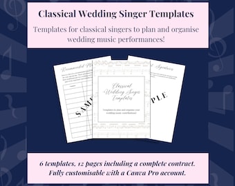 Classical Wedding Singer Templates and Contract | Wedding Vendors | Canva Pro Customisable Templates | Digital Download Templates