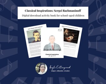 Sergei Rachmaninoff / Música clásica para niños / Libro de actividades en descarga digital para edades de 6 a 12 años / Recursos y productos de educación musical