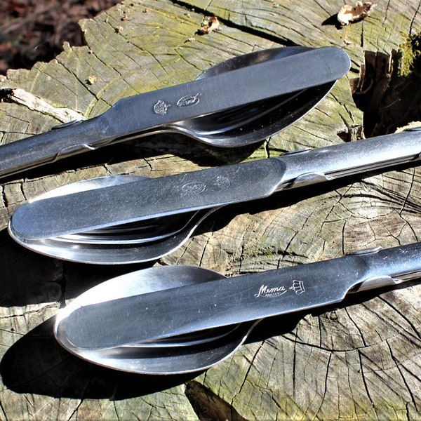 Swedish Army 3 Piece Knife Fork & Spoon Stainless Steel Field Cutlery Set