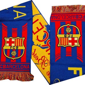 Vintage Barcelona Fc Scarf Muffler Football Soccer Club Neck