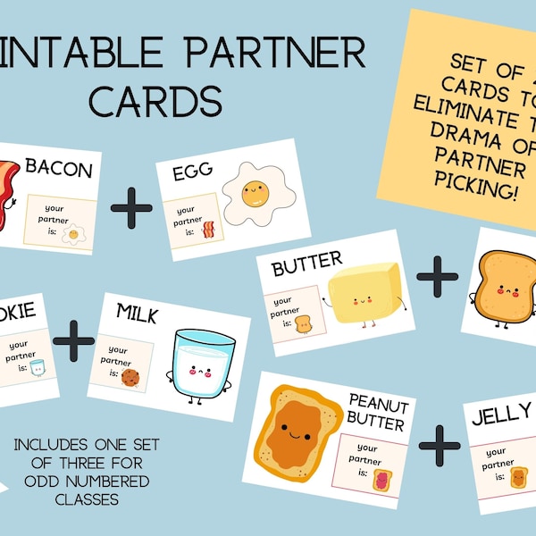 Printable Partner Pairing Cards Etsy Printable Partner Pairing Cards Etsy