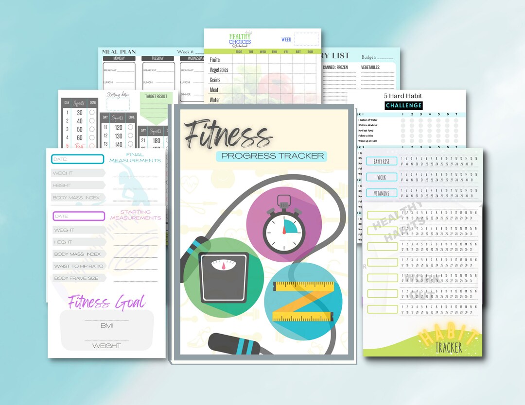 Fitness Tracker PDF, Daily Habit Tracker Checklist, Fitness Tracker