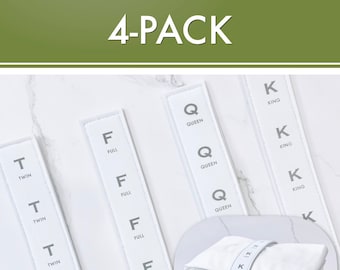 Correas para sábanas con etiqueta de talla - Organizador de armario de ropa blanca (paquete de 4)