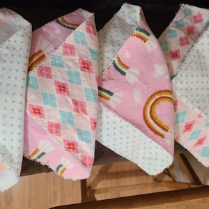 Flannel Baby Wipes, set of 5 SURPRISE prints, 7&quot; square 100% cotton