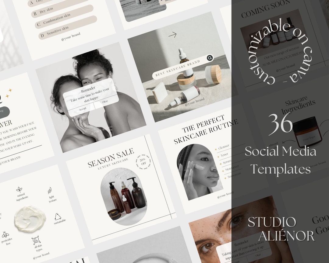 36 Instagram Skincare Templates | Editable on Canva | Social Media ...