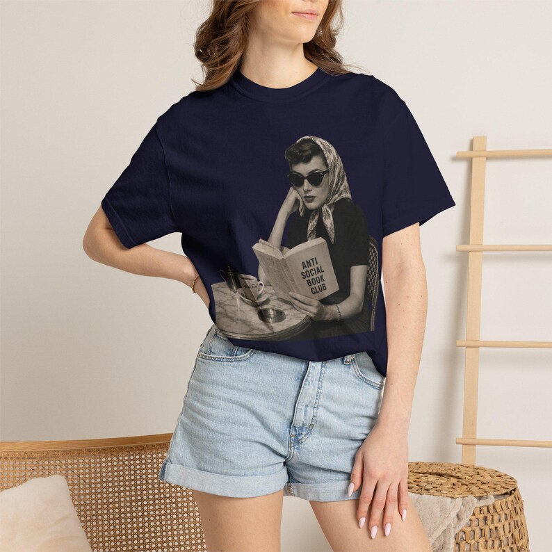 Retro Audrey Hepburn Style Woman Reading 'Anti Social Social Club' Shirt image 16