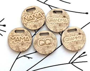 Mama, Grandma, Gigi, Nana, Grammy Boho Floral Keychain Laser File SVG PDF DXF