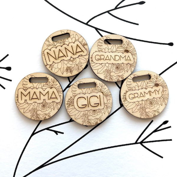 Mamá, Abuela, Gigi, Nana, Grammy Boho Floral Llavero Archivo Láser SVG PDF DXF