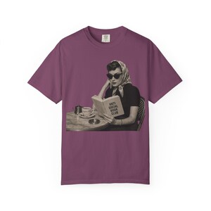 Retro Audrey Hepburn Style Woman Reading 'Anti Social Social Club' Shirt image 15