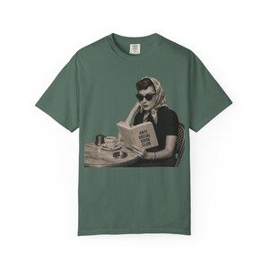 Retro Audrey Hepburn Style Woman Reading 'Anti Social Social Club' Shirt image 7