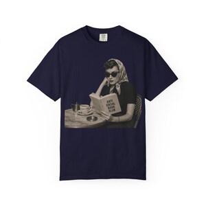 Retro Audrey Hepburn Style Woman Reading 'Anti Social Social Club' Shirt image 11