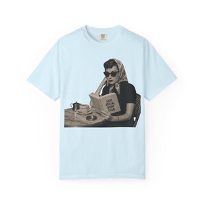 Retro Audrey Hepburn Style Woman Reading 'Anti Social Social Club' Shirt image 9