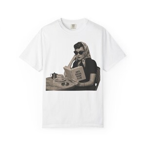 Retro Audrey Hepburn Style Woman Reading 'Anti Social Social Club' Shirt image 2