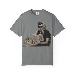 Retro Audrey Hepburn Style Woman Reading 'Anti Social Social Club' Shirt image 5