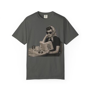 Retro Audrey Hepburn Style Woman Reading 'Anti Social Social Club' Shirt image 4
