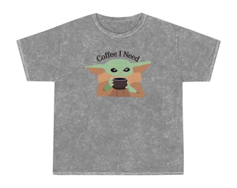 Grogu Coffee Unisex Mineral Wash T-Shirt