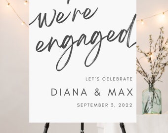 Vertical Engagement Party Sign | Engagement Party | Wedding | Engagement Party Welcome Sign | Engagement Sign | Digital Download | Template