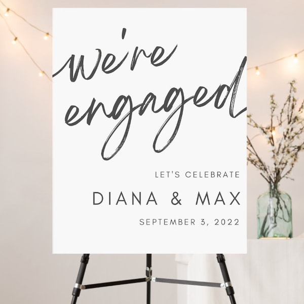 Vertical Engagement Party Sign | Engagement Party | Wedding | Engagement Party Welcome Sign | Engagement Sign | Digital Download | Template