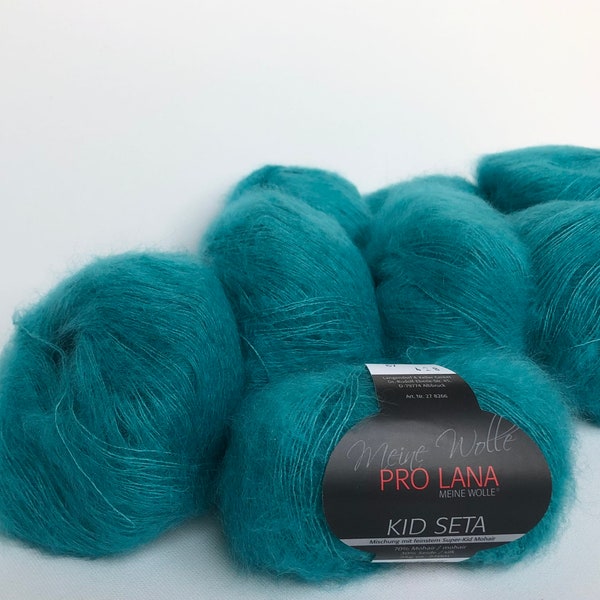 Turquoise Mohair Silk yarn, Kid Silk, Pro Lana Kid Seta, Lace Weight Yarn, Teal Mohair,