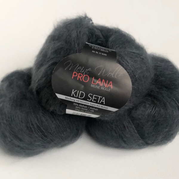 Mohair Silk yarn, Gray Mohair, Graphite grey Mohair Silk, Dark grey Kid Silk, Wool yarn, Pro Lana Kid Seta, Luxury Thin Mohair