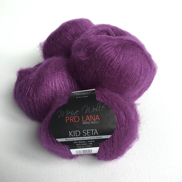 Purple Mohair Silk Yarn, Kid Silk Lace Yarn, Violet color Mohair, Lace Yarn, Pro Lana Kid Seta, Lace Puple Mohair