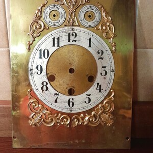 Ornate Brass Clock Face and Mount Plate, With 3 Dials for Time, Chime ...