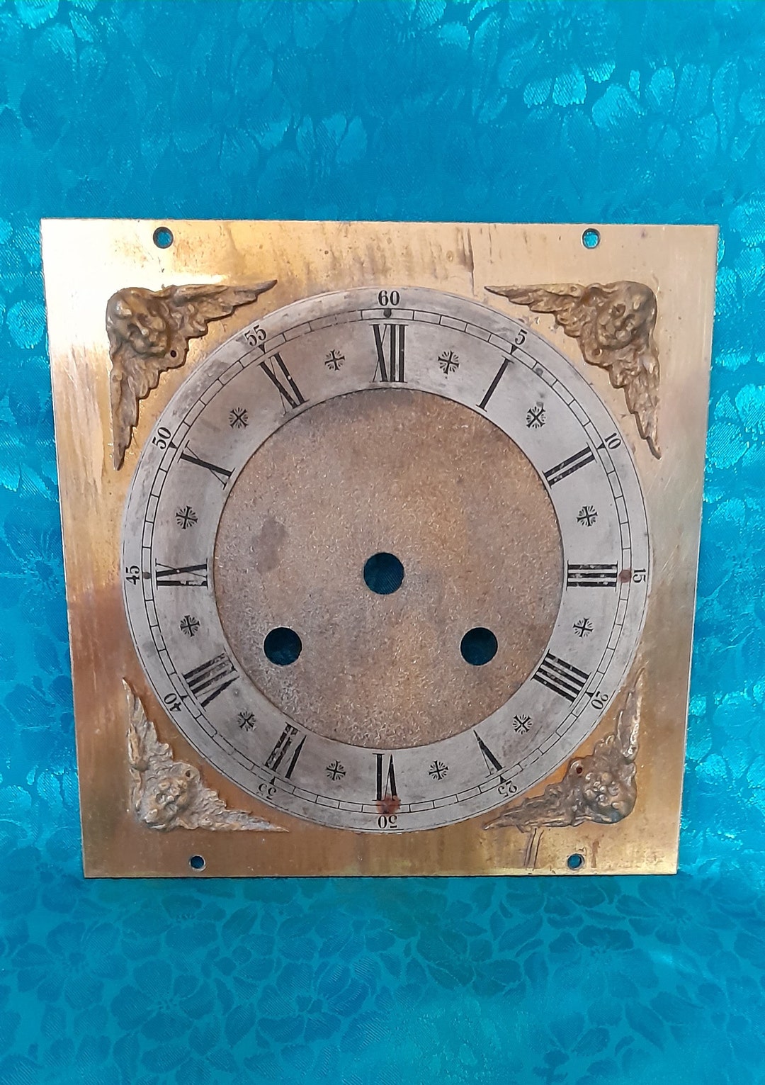 Solid Brass Clock Face With Steel Dial & a Cherub's Head and Wings ...