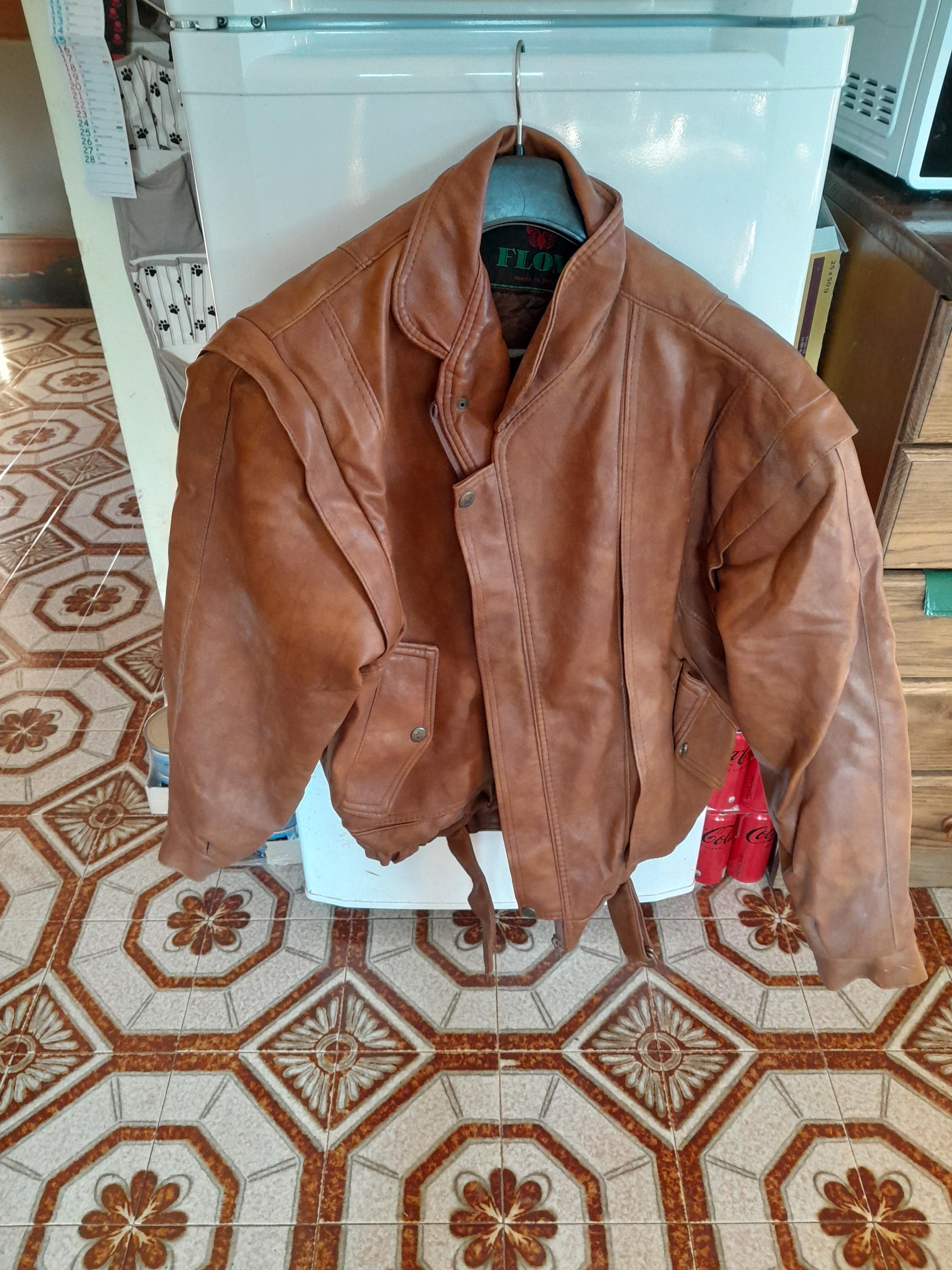 FLOM L-XL Vintage Mens Brown Leather Jacket - Made in Italy. - Etsy UK