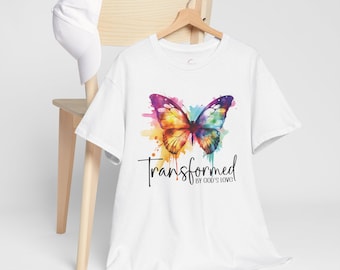 Transformed Butterfly Tee, Inspirational Christian Shirt, US Cotton Unisex Apparel