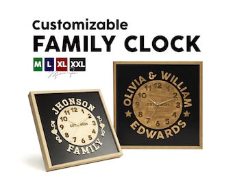 Family Sign Clock, Family Gift, Decorated Gifted, Gift for her idea, Large Clock, Nature Decor, Art Lovers Gift